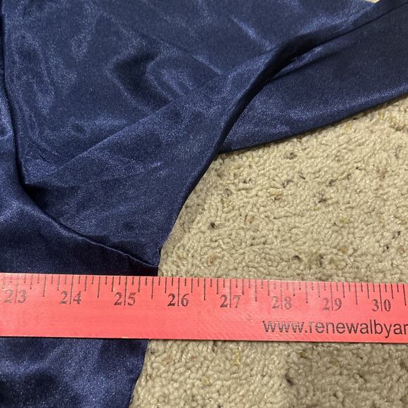 Morgan Taylor Intimates 2X NIGHT SHIRT Liquid SATIN Button Front NAVY BLUE F25 - Picture 7 of 9